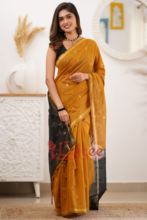 Load image into Gallery viewer, Lovely Mustard Cotton Silk Saree With Refreshing Blouse Piece
