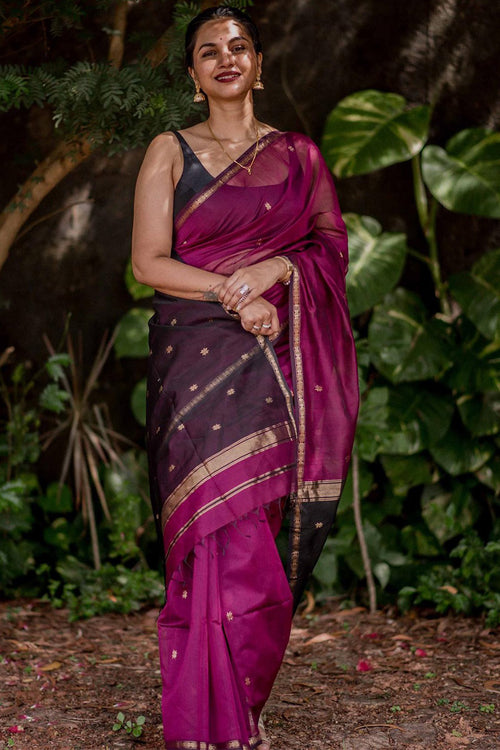 Load image into Gallery viewer, Marvellous Dark Pink Cotton Silk Saree With Gratifying Blouse Piece
