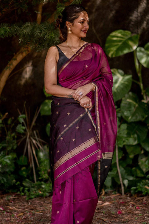 Load image into Gallery viewer, Marvellous Dark Pink Cotton Silk Saree With Gratifying Blouse Piece
