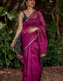 Marvellous Dark Pink Cotton Silk Saree With Gratifying Blouse Piece