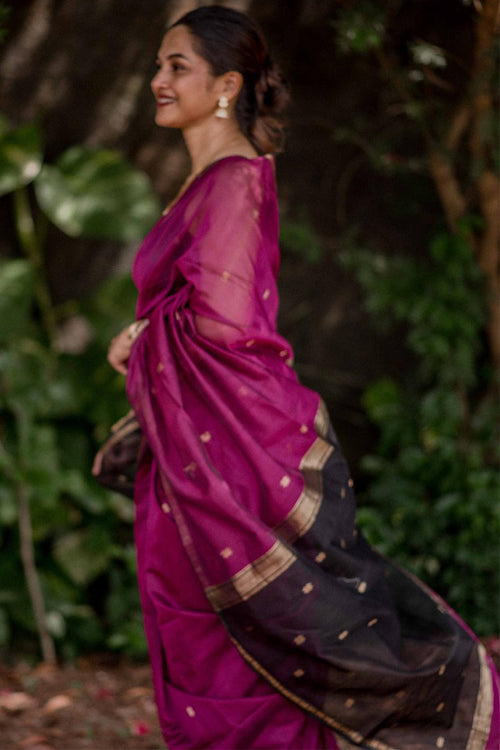 Load image into Gallery viewer, Marvellous Dark Pink Cotton Silk Saree With Gratifying Blouse Piece
