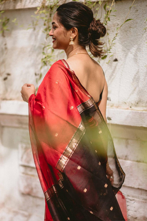 Load image into Gallery viewer, Efflorescence Red Cotton Silk Saree With Lagniappe Blouse Piece
