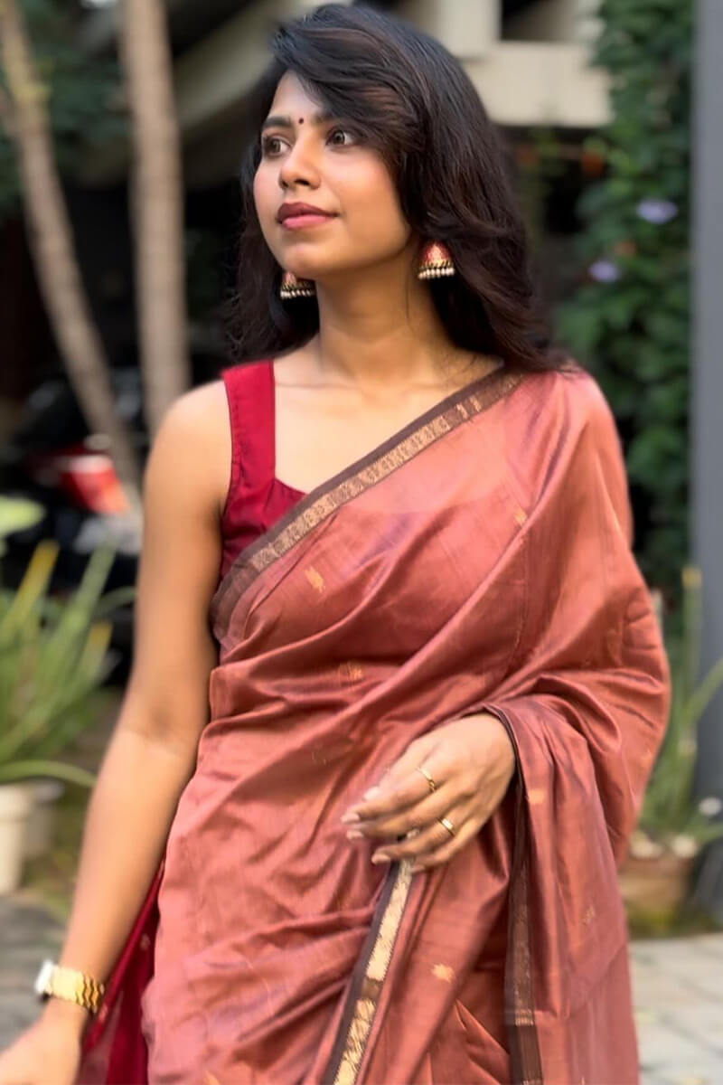 Comely Pink Cotton Silk Saree With Fancifull Blouse Piece