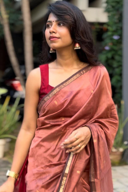 Comely Pink Cotton Silk Saree With Fancifull Blouse Piece