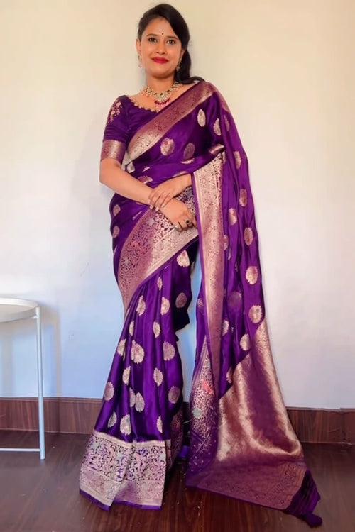 Load image into Gallery viewer, Classy Purple Soft Silk Saree With Marvellous Blouse Piece
