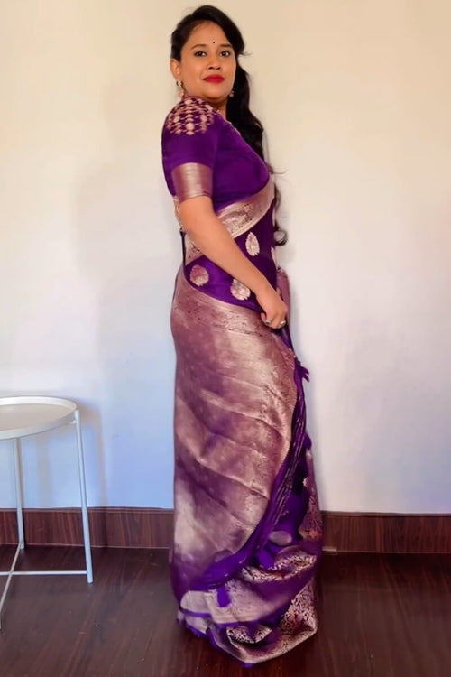 Load image into Gallery viewer, Classy Purple Soft Silk Saree With Marvellous Blouse Piece
