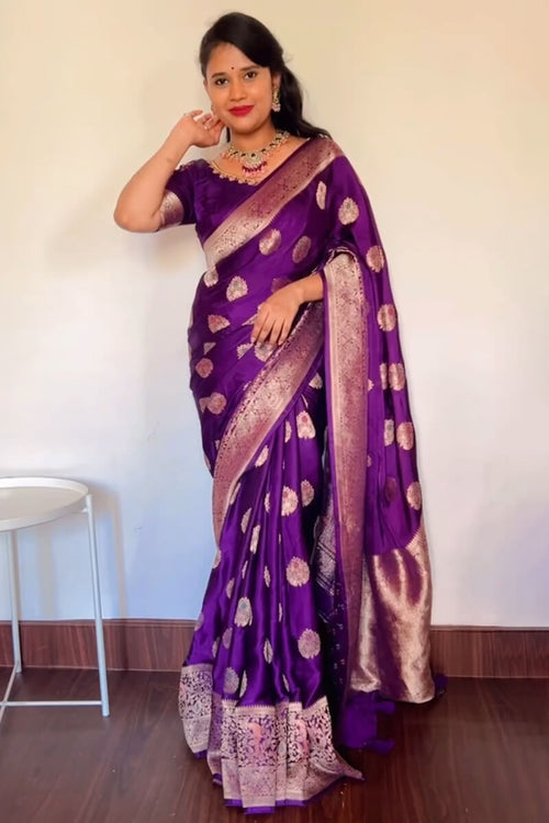 Load image into Gallery viewer, Classy Purple Soft Silk Saree With Marvellous Blouse Piece
