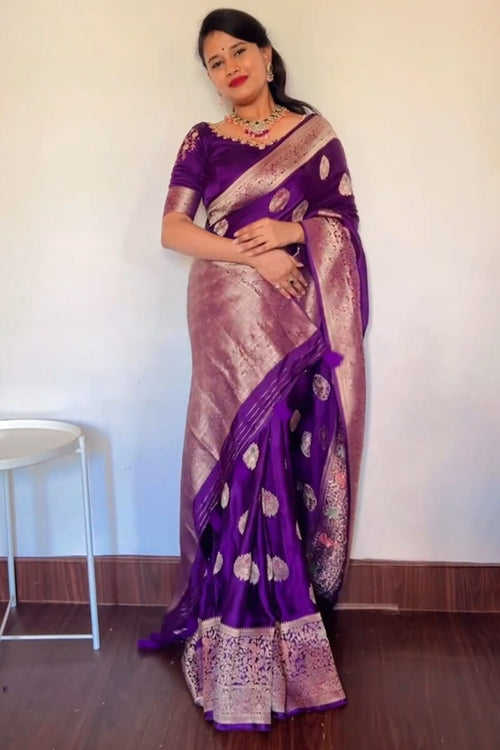 Load image into Gallery viewer, Classy Purple Soft Silk Saree With Marvellous Blouse Piece
