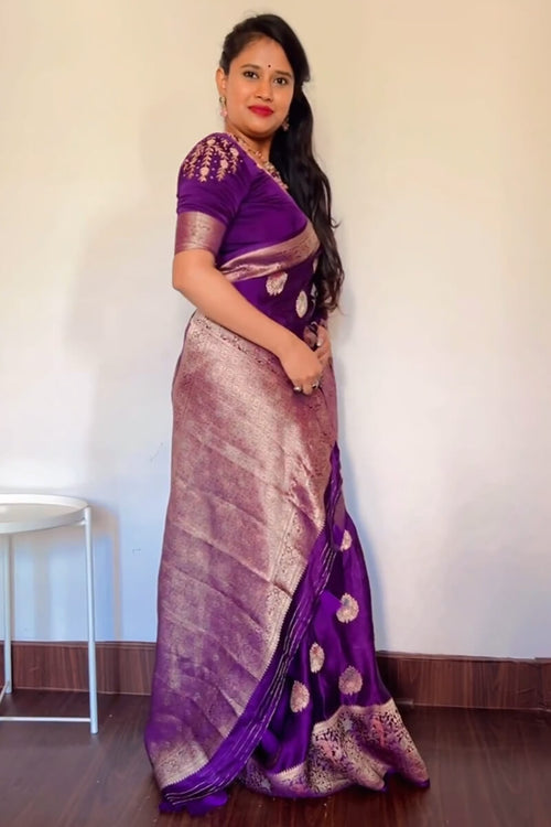 Load image into Gallery viewer, Classy Purple Soft Silk Saree With Marvellous Blouse Piece
