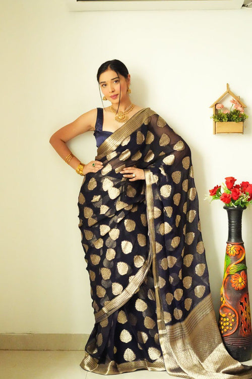 Load image into Gallery viewer, Tempting 1-Minute Ready To Wear Black Soft Silk Saree
