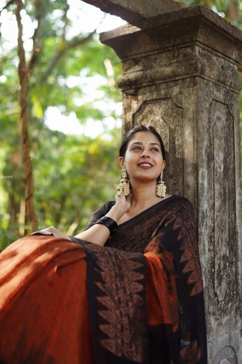 Load image into Gallery viewer, Outstanding Orange Soft Silk Saree With Dalliance Blouse Piece
