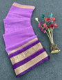 Inimitable Lavender Organza Silk Saree With Resonant Blouse Piece