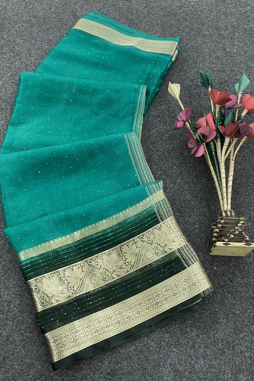 Load image into Gallery viewer, Dulcet Sea Green Organza Silk Saree With Ravishing Blouse Piece
