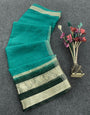 Dulcet Sea Green Organza Silk Saree With Ravishing Blouse Piece