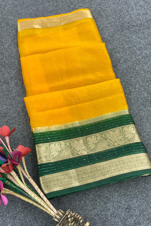 Load image into Gallery viewer, Exemplary Yellow Organza Silk Saree With Allure Blouse Piece
