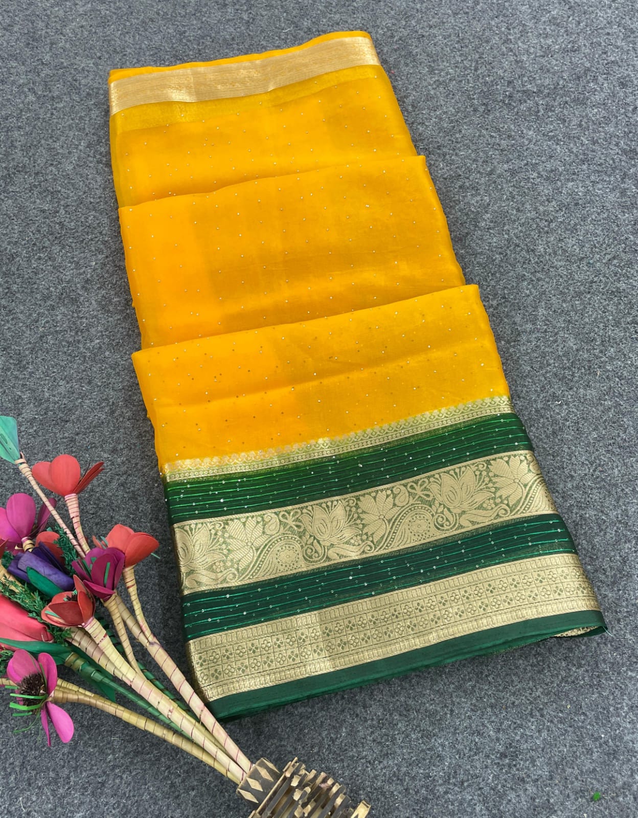 Exemplary Yellow Organza Silk Saree With Allure Blouse Piece