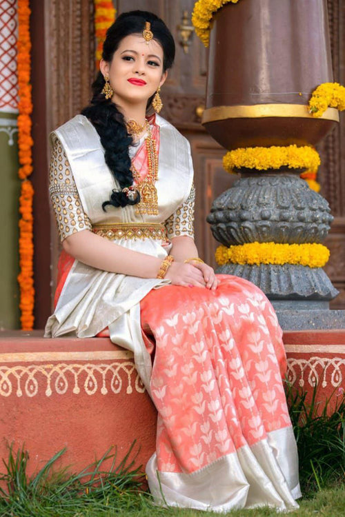 Load image into Gallery viewer, Resplendent Peach Soft Silk Saree With Splendorous Blouse Piece
