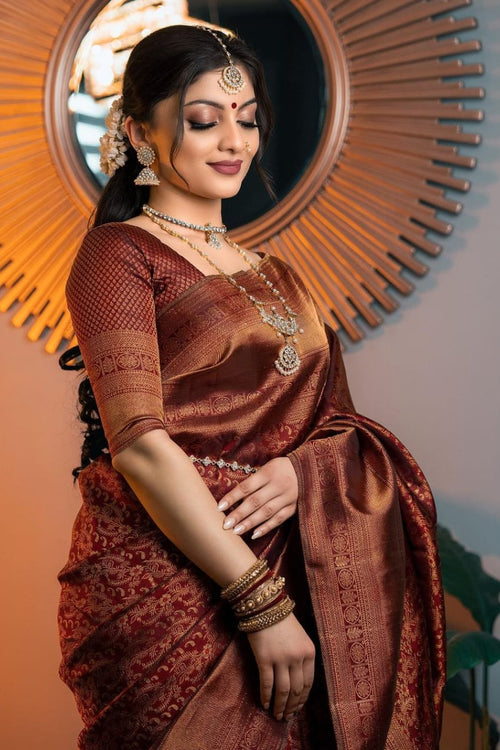 Load image into Gallery viewer, Opulent Wine Soft Silk Saree With Stunner Blouse Piece
