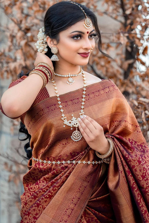 Load image into Gallery viewer, Opulent Wine Soft Silk Saree With Stunner Blouse Piece
