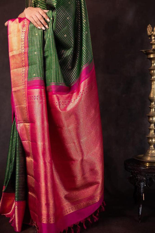 Load image into Gallery viewer, Hypnotic Green Soft Silk Saree With Fancifull Blouse Piece
