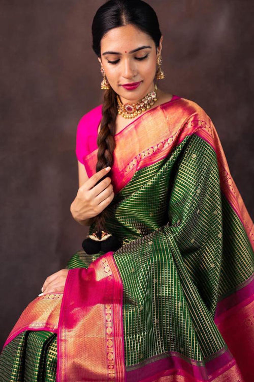 Load image into Gallery viewer, Hypnotic Green Soft Silk Saree With Fancifull Blouse Piece
