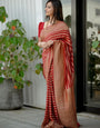 Attractive Red Soft Silk Saree With Capricious Blouse Piece