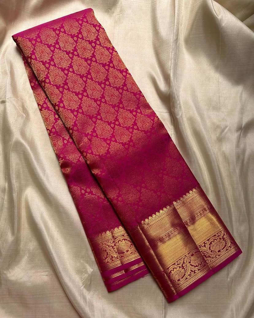 Deserving Dark Pink Soft Silk Saree With Sophisticated Blouse Piece