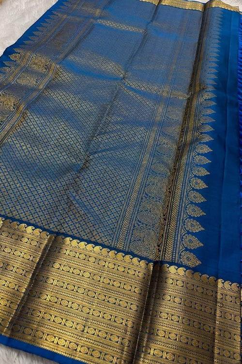 Load image into Gallery viewer, Precious Blue Soft Silk Saree With Phenomenal Blouse Piece
