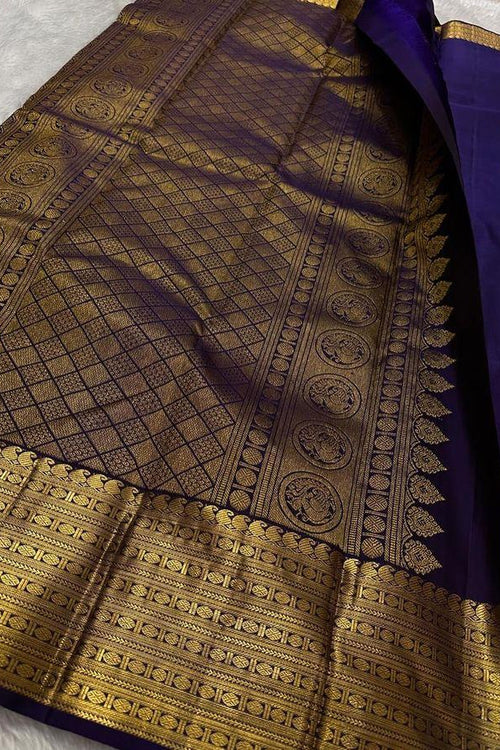 Load image into Gallery viewer, Invaluable Navy Blue Soft Silk Saree With Engrossing Blouse Piece
