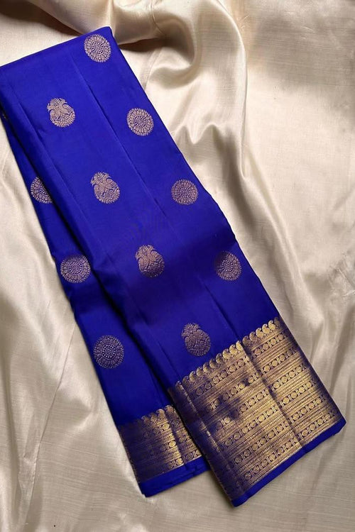 Load image into Gallery viewer, Chatoyant Royal Blue Soft Silk Saree With Embrocation Blouse Piece
