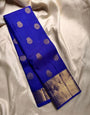 Chatoyant Royal Blue Soft Silk Saree With Embrocation Blouse Piece