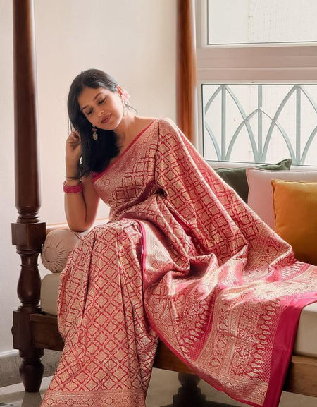 Admirable Dark Pink Soft Silk Saree With Evocative Blouse Piece