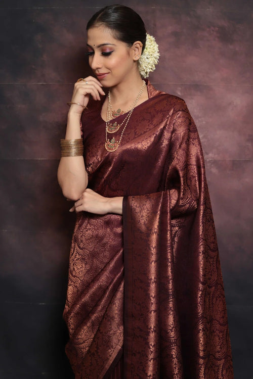 Load image into Gallery viewer, Beleaguer Maroon Soft Silk Saree With Traditional Blouse Piece
