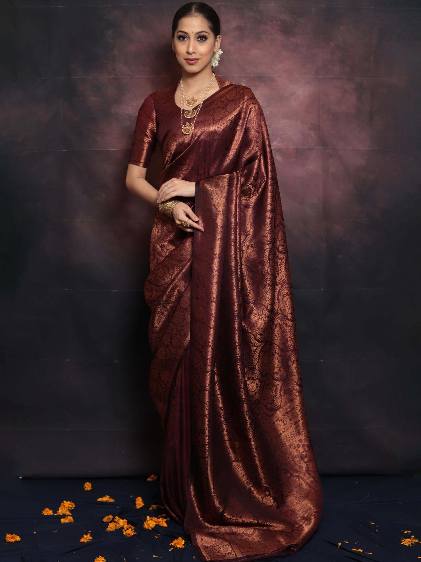 Beleaguer Maroon Soft Silk Saree With Traditional Blouse Piece