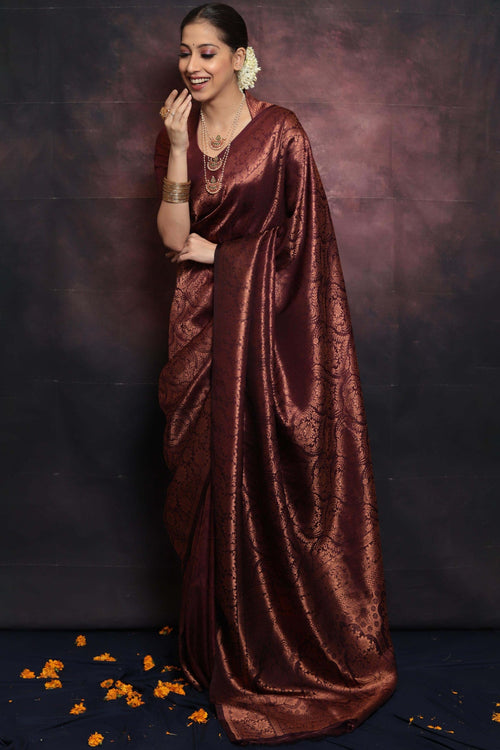 Load image into Gallery viewer, Beleaguer Maroon Soft Silk Saree With Traditional Blouse Piece
