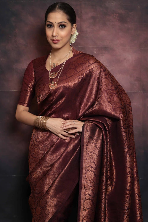 Load image into Gallery viewer, Beleaguer Maroon Soft Silk Saree With Traditional Blouse Piece
