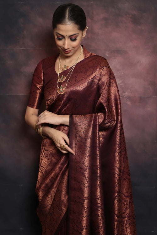 Load image into Gallery viewer, Beleaguer Maroon Soft Silk Saree With Traditional Blouse Piece
