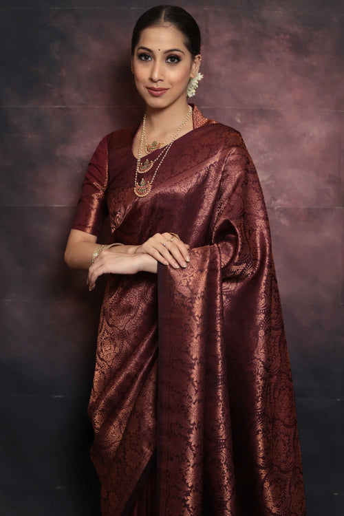 Load image into Gallery viewer, Beleaguer Maroon Soft Silk Saree With Traditional Blouse Piece
