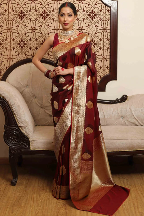 Load image into Gallery viewer, Groovy Wine Soft Silk Saree With Engrossing Blouse Piece
