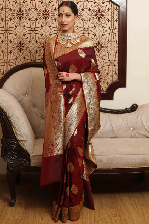 Load image into Gallery viewer, Groovy Wine Soft Silk Saree With Engrossing Blouse Piece
