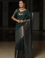 Gratifying Dark Green Soft Silk Saree With Attractive Blouse Piece