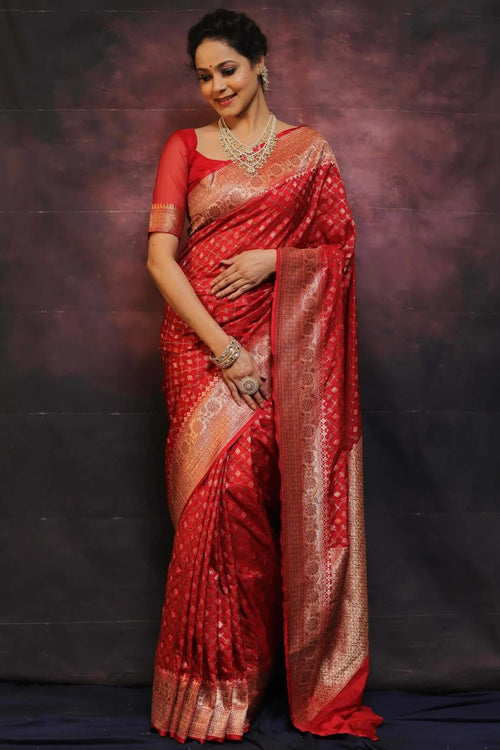 Load image into Gallery viewer, Classy Red Soft Silk Saree With Wonderful Blouse Piece
