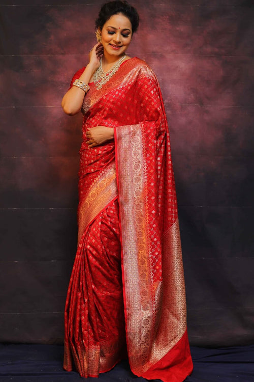 Load image into Gallery viewer, Classy Red Soft Silk Saree With Wonderful Blouse Piece
