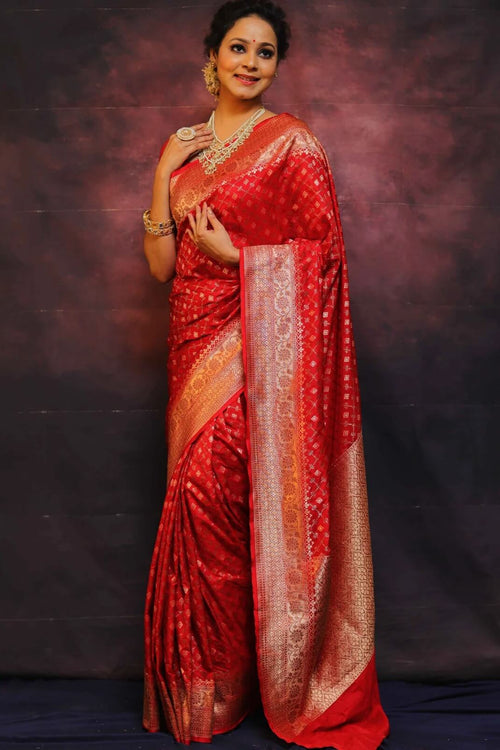 Load image into Gallery viewer, Classy Red Soft Silk Saree With Wonderful Blouse Piece
