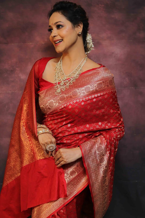 Load image into Gallery viewer, Classy Red Soft Silk Saree With Wonderful Blouse Piece
