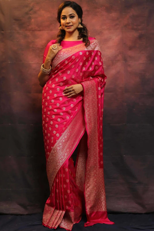 Load image into Gallery viewer, Lovely Dark Pink Soft Silk Saree With Invaluable Blouse Piece
