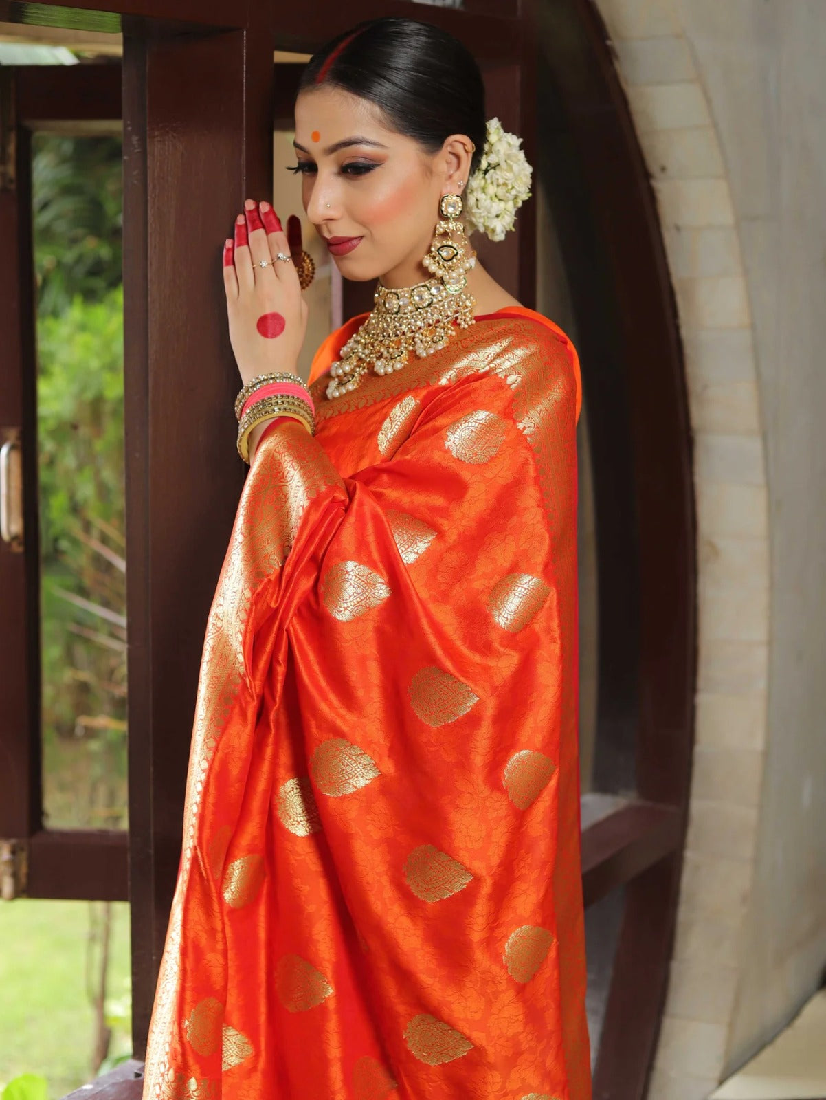 Classy Orange Soft Silk Saree With Unique Blouse Piece