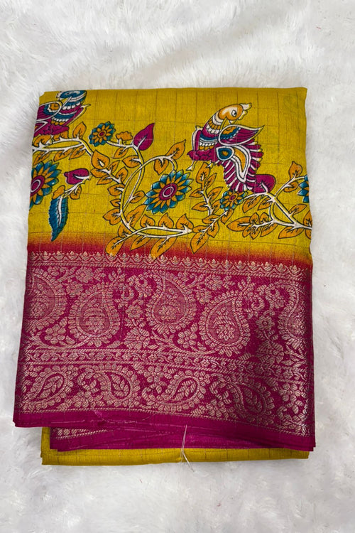 Load image into Gallery viewer, Flamboyant Yellow Digital Printed Dola Silk Saree With Angelic Blouse Piece
