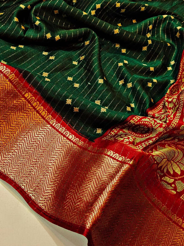 Charismatic Dark Green Digital Printed Dola Silk Saree With Prodigal Blouse Piece