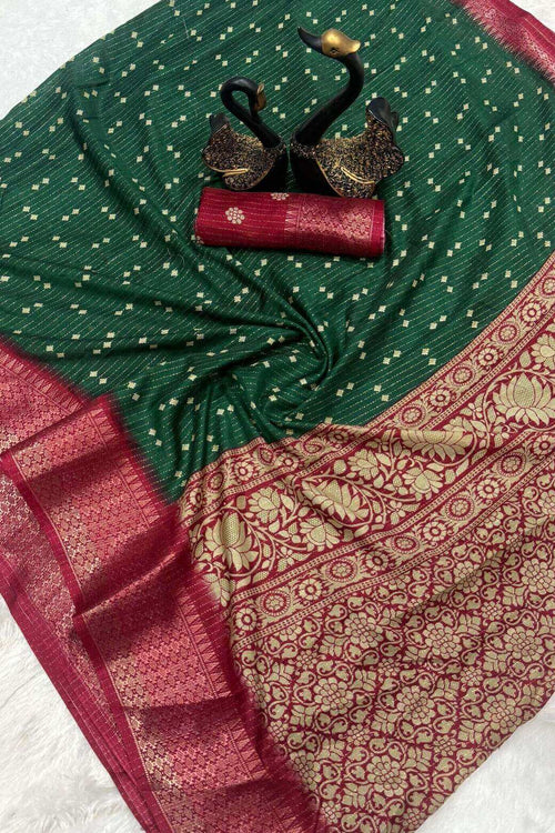 Load image into Gallery viewer, Charismatic Dark Green Digital Printed Dola Silk Saree With Prodigal Blouse Piece
